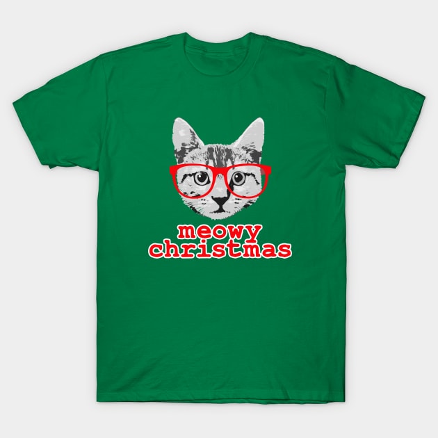 Funny Christmas - Meowy Christmas T-Shirt by robotface